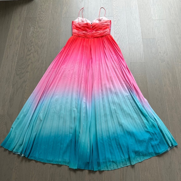 AMUR Emmett Pleated Ombre Gradient Sleeveless Pink Maxi Dress Gown - Size 8 - Picture 3 of 12
